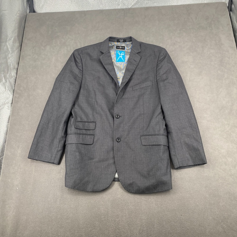 Marc Ecko Blazer Jacket Sz 44R Gray Lined Business Single Breasted Notch Lapel
